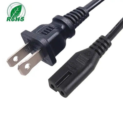สีดํา USA สายไฟฟ้า 10A 125V 2 Pin NEMA 1-15P พล็อกไปยัง IEC 320 C7