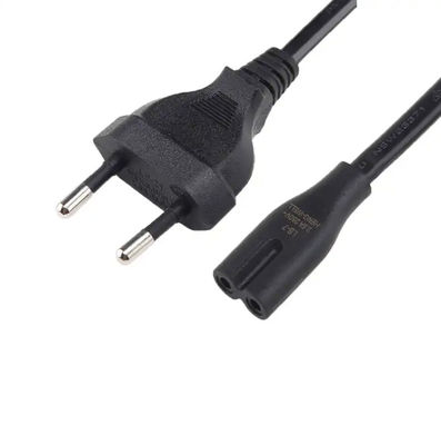 สําหรับรัสเซีย CE VDE ENEC AC Europ 2 Prong IEC C7 พล็อกไฟฟ้า 2.5A 250V 2 Pin Eu ไฟฟ้าสายไฟฟ้า