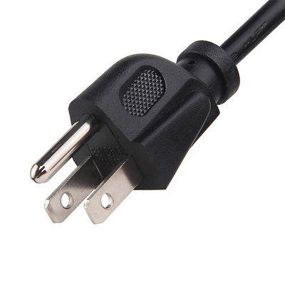 สีดํา สายไฟฟ้าสหรัฐอเมริกา 0.75m 5m 3 Pin NEMA 5-15P Plug To IEC 320 C13 US Type
