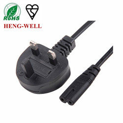 การขยายไฟฟ้า UK 2 Pin Power Cable Plug 250V 1.8m สําหรับคอมพิวเตอร์แล็ปท็อป