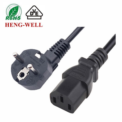 สายไฟฟ้ายุโรป 3 ปิน สแตนดาร์ด EU 16A 250V พล็อกไฟฟ้า IEC C13 สําหรับสายไฟฟ้าอุปกรณ์บ้าน