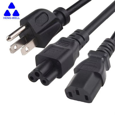 UL 3 สาย USA สายไฟฟ้า 18AWG สายไฟฟ้า NEMA 5-15p ถึง IEC C13 สายคอมพิวเตอร์น็อปโตป