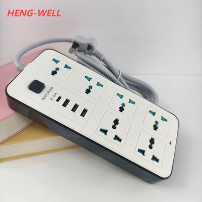 ซ็อตไฟฟ้า 250V 6A พร้อมหลุมทั่วไป 6WAY 3USB A 1USB C รองรับกับ UK US EU AU & IT Plugs