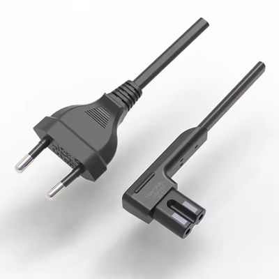 CE ENEC AC European 2 Prong Angle C7 พล็อกไฟฟ้า 2.5A 250V 2 ปิน Eu สายไฟฟ้า